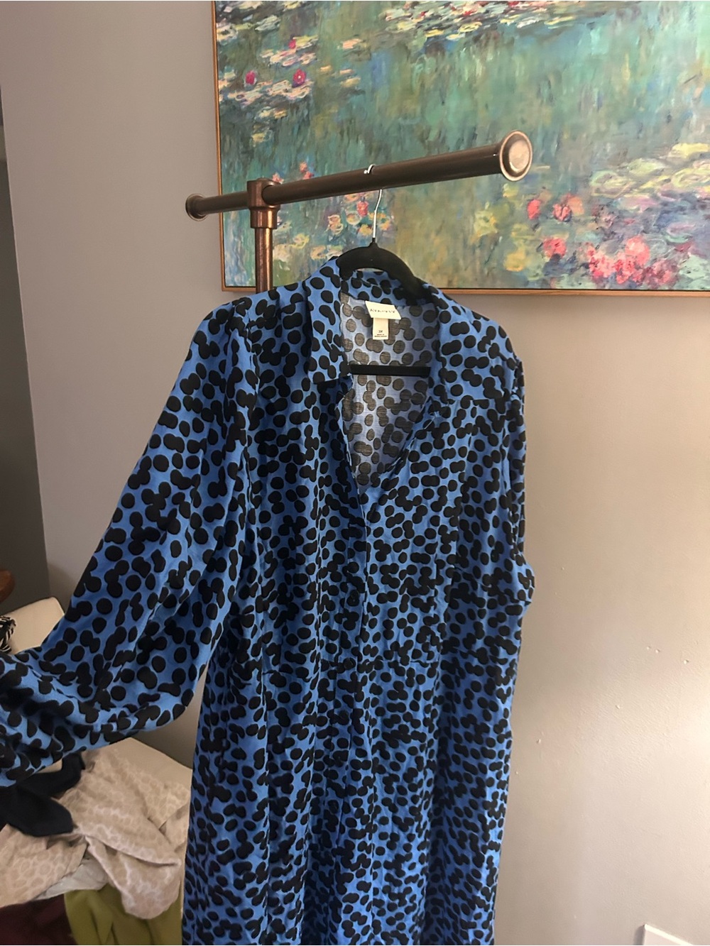 Ava & Viv Black Polka Dot Blue Button-Up Dress - Picture 2 of 4